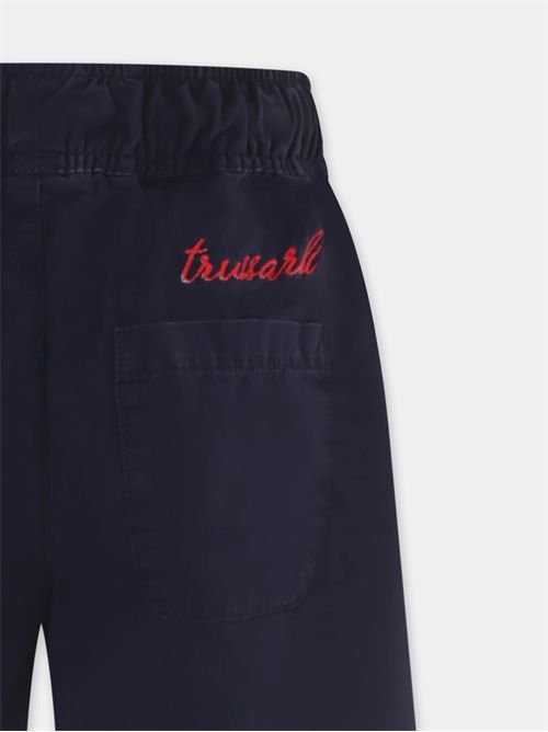 Shorts blu con logo TRUSSARDI JEANS | TBP25076BE/RAMBLUE_NAVY